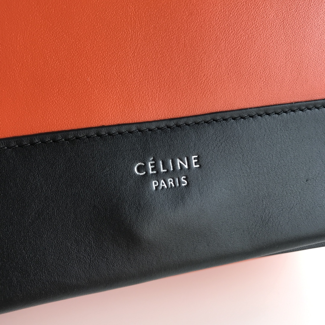 Celine家 Frame 唐嫣同款 复古风 单肩背 容量大 25*8.5*17cm 黑色拼经典橘红