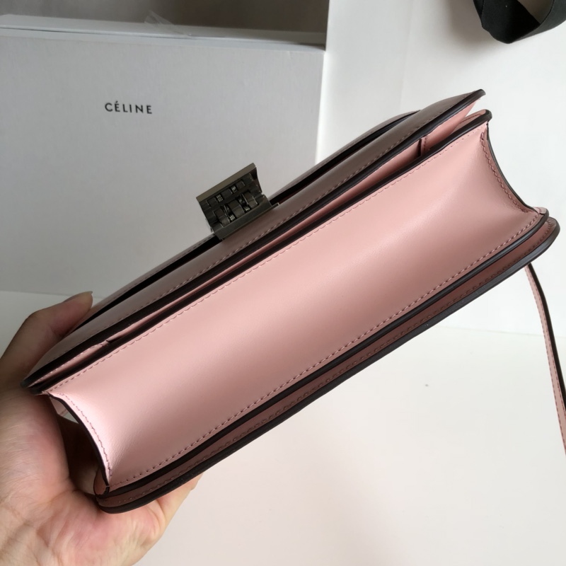 CELINE Classic box 全新品质升级 box 进口皮手搓纹 钢扣 24cm 粉色