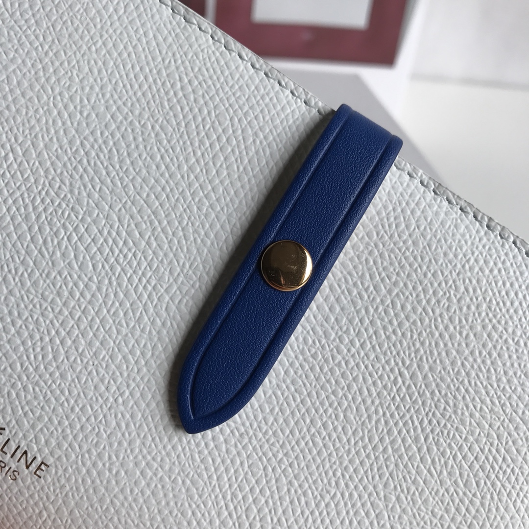 CELINE 搭扣钱夹 14厘米 白色掌纹/电光蓝 专柜同步钱包