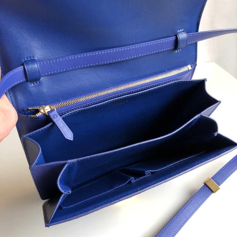 全新升级classic box 珍珠鱼皮金扣 搭配羊皮内里 完美复古包 精致媲美专柜 17cm 电光蓝
