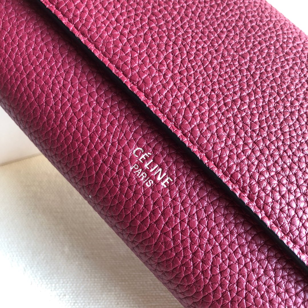 CELINE 0172紫红荔枝纹/紫色 19cm 长款钱包 卡包