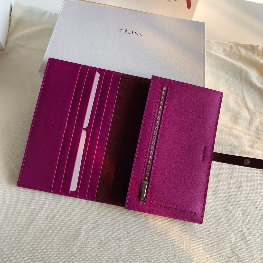 Celine 思林 枣红手掌纹/紫色 19cm 卡包 钱包